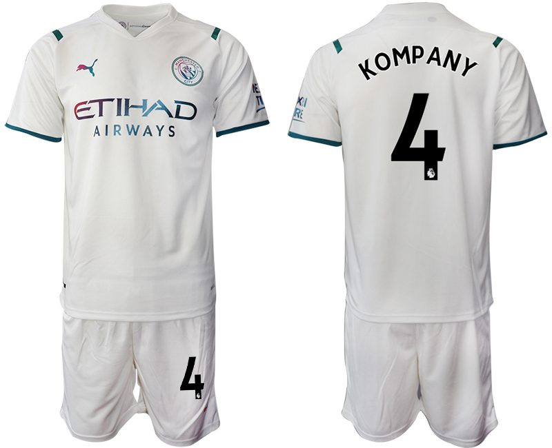 Men 2021-2022 Club Manchester City away White #4 Soccer Jersey